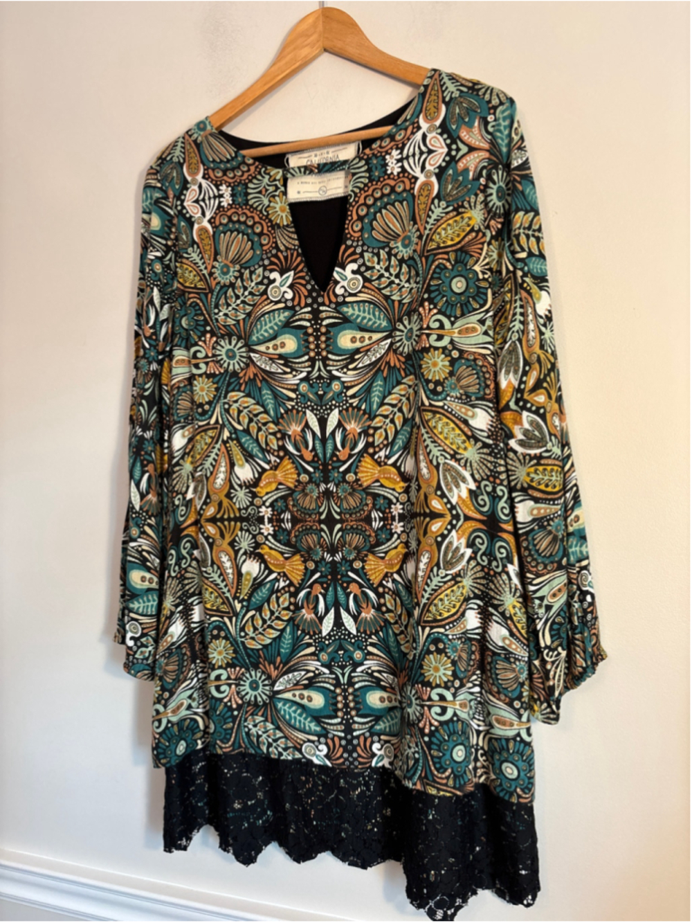 California MoonRise Boho-Style Tunic Mini Dress Size M Festival Hipster Travel - Picture 4 of 12